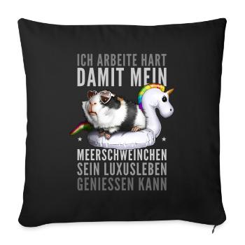 Luxeriöses Meerschweinchen - Sofakissen mit Füllung 45 x 45 cm - Schwarz - Vorne