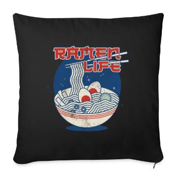 Ramen Life - Coussin et housse de 45 x 45 cm - noir - Devant