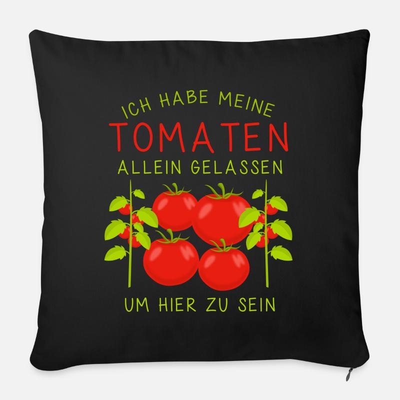 Tomaten Spruch mit Tomate - Sofakissen mit Füllung 45 x 45 cm - Schwarz