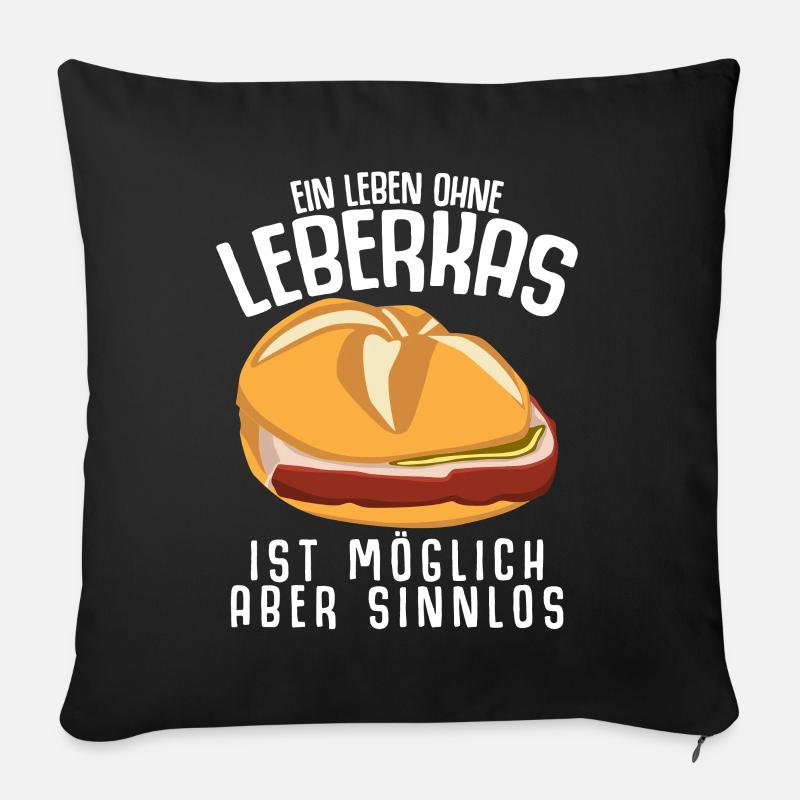 Leberkäse Fleischäse Leberkas - Sofakissen mit Füllung 45 x 45 cm - Schwarz