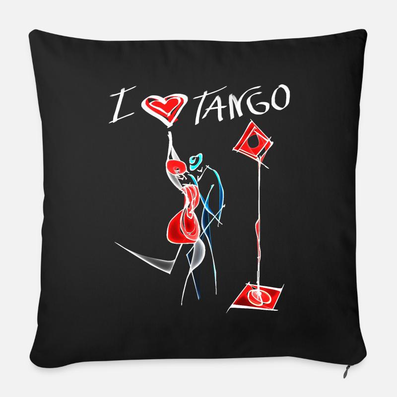 Tango, Milonga, ich liebe Tango, ich liebe ihn - Sofakissen mit Füllung 45 x 45 cm - Schwarz