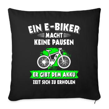 Ebike Elektrofahrrad E-Bike Pedelec Ebiker - Sofakissen mit Füllung 45 x 45 cm - Schwarz - Vorne