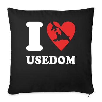 Usedom I Love Usedom Souvenir - Sofakissen mit Füllung 45 x 45 cm - Schwarz - Vorne