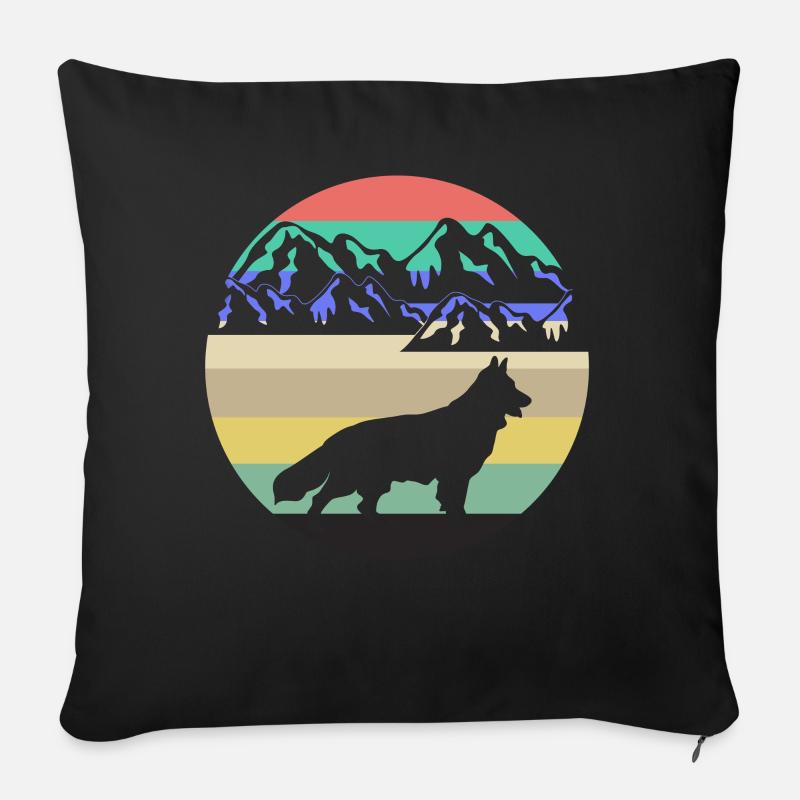 Schäferhunde Berge Weisser Schäferhund - Sofakissen mit Füllung 45 x 45 cm - Schwarz