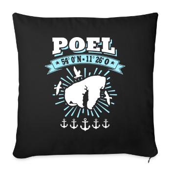 Island Poel coordinates Baltic Sea - Sofa pillow with filling 45cm x 45cm - black - Front