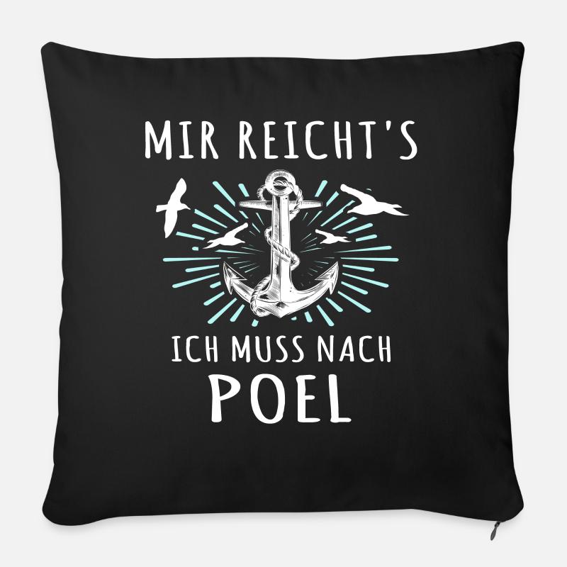 Poel Sprüche Ostsee Poeler - Sofakissen mit Füllung 45 x 45 cm - Schwarz