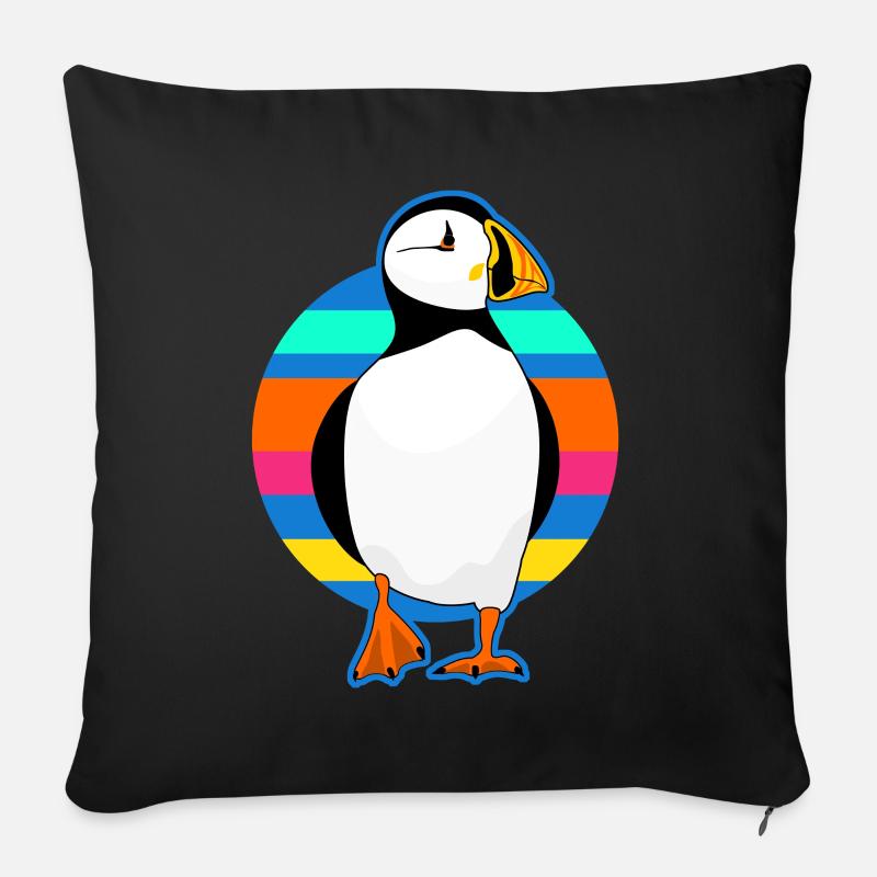 Puffin rétro perroquet - Coussin et housse de 45 x 45 cm - noir
