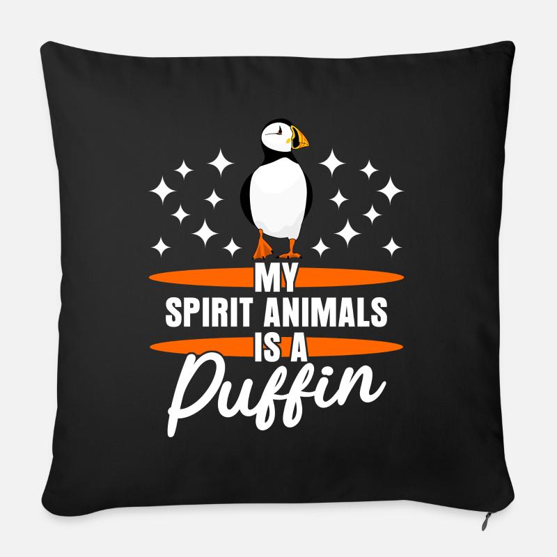 Puffin Blague Puffins perroquet - Coussin et housse de 45 x 45 cm - noir
