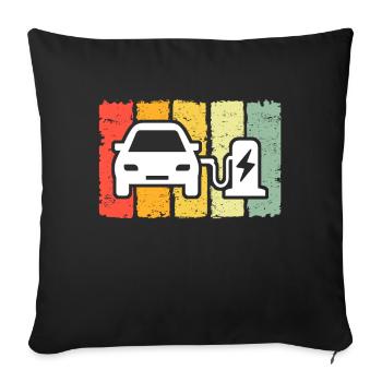 Eauto E-Auto Ecar E-Car - Sofakissen mit Füllung 45 x 45 cm - Schwarz - Vorne