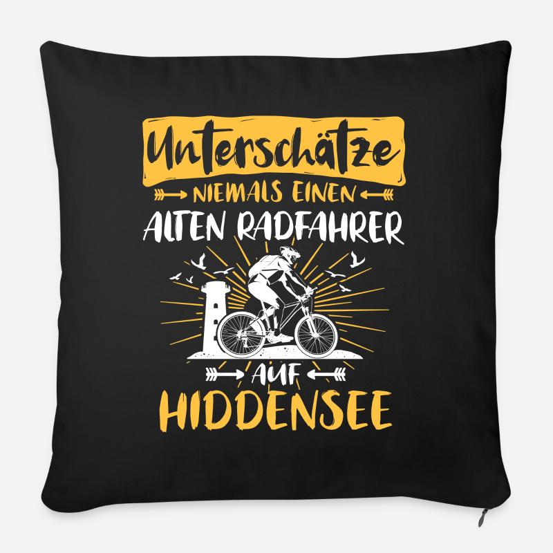 Hiddensee Radfahrer Ostsee - Sofakissen mit Füllung 45 x 45 cm - Schwarz