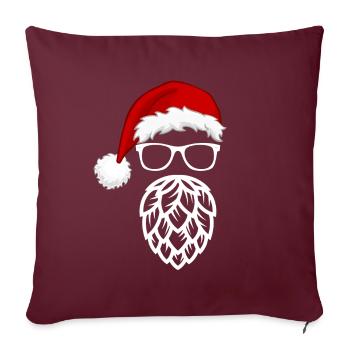Noël et le Père Noël amateur de bière - Coussin et housse de 45 x 45 cm - bordeaux - Devant