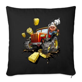 Tractor Farmer Farm Country Life Gift - Sofa pillow with filling 45cm x 45cm - black - Front