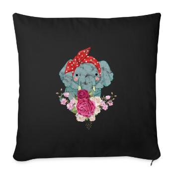 Elephant - Sofa pillow with filling 45cm x 45cm - black - Front