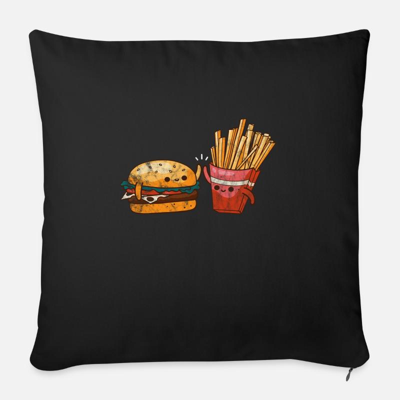 Burger Pommes - Sofakissen mit Füllung 45 x 45 cm - Schwarz