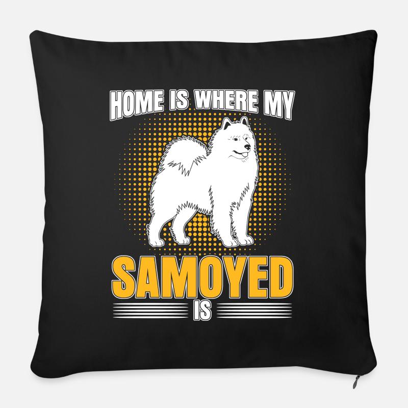 Samojede Samoyed dog Samoyede Hund - Sofakissen mit Füllung 45 x 45 cm - Schwarz