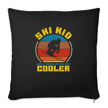 Ski child - Sofa pillow with filling 45cm x 45cm - black - Front