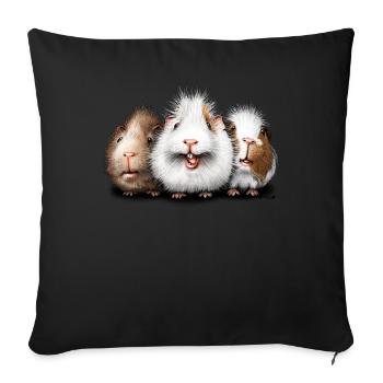 Mignon cochon d’Inde Amis Cadeau - Coussin et housse de 45 x 45 cm - noir - Devant