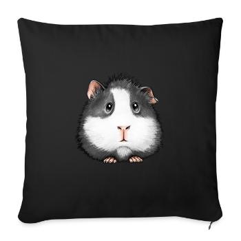 Cochon d’Inde doux Angora Coronet Rosette - Coussin et housse de 45 x 45 cm - noir - Devant