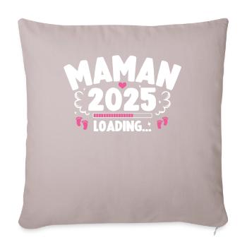Bébé Grossesse Annonce Naissance Maman 2025 - Coussin et housse de 45 x 45 cm - taupe clair - Devant