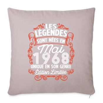 Vintage Flourish Cadeau Anniversaire Mai 1968 - Coussin et housse de 45 x 45 cm - taupe clair - Devant