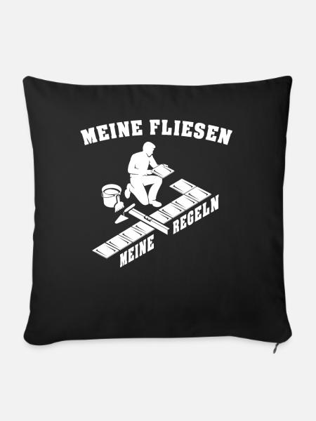 Fliesenleger Fliesen Legen - Sofakissen mit Füllung 45 x 45 cm - Schwarz