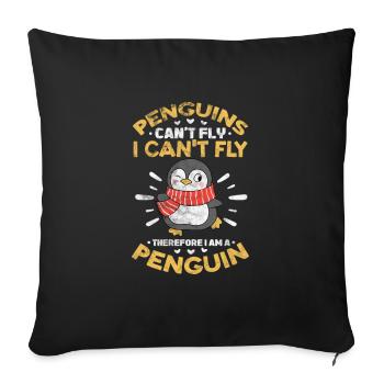 Penguin - Sofa pillow with filling 45cm x 45cm - black - Front