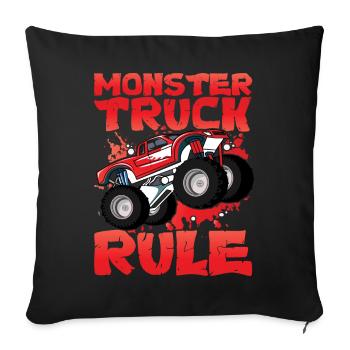 Règle du Monster Truck - Coussin et housse de 45 x 45 cm - noir - Devant