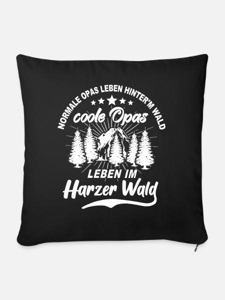 Harzer Opa Harz Grossvater - Sofakissen mit Füllung 45 x 45 cm - Schwarz