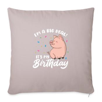 Pig Birthday - Sofa pillow with filling 45cm x 45cm - light taupe - Front
