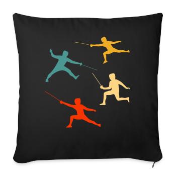 Fencing - Sofa pillow with filling 45cm x 45cm - black - Front