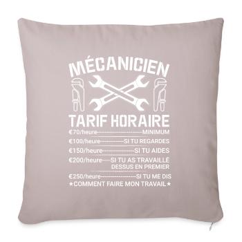 Mécanicien Tarif Horaire, Attention - Coussin et housse de 45 x 45 cm - taupe clair - Devant