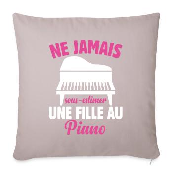 Fille Au Piano Instrument De Musique Idée Cadeau - Coussin et housse de 45 x 45 cm - taupe clair - Devant