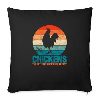 Chicken - Sofa pillow with filling 45cm x 45cm - black - Front