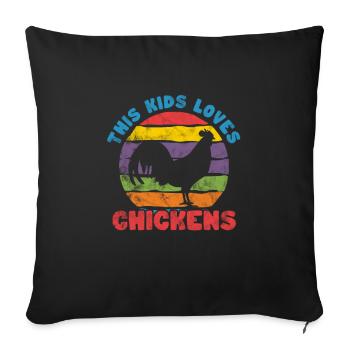 Chicken - Sofa pillow with filling 45cm x 45cm - black - Front
