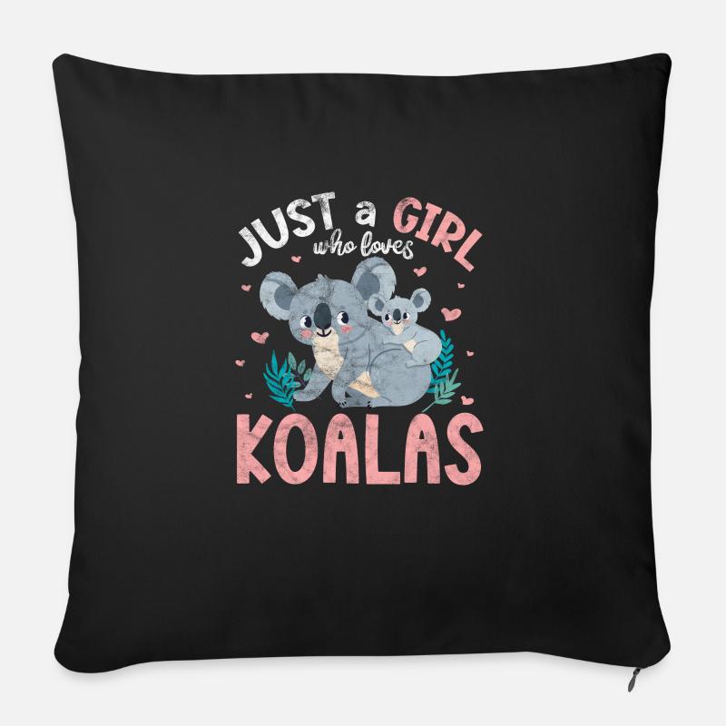 Koala Mädchen - Sofakissen mit Füllung 45 x 45 cm - Schwarz