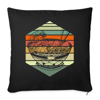 Ramen Rétro Vintage - Coussin et housse de 45 x 45 cm - noir - Devant