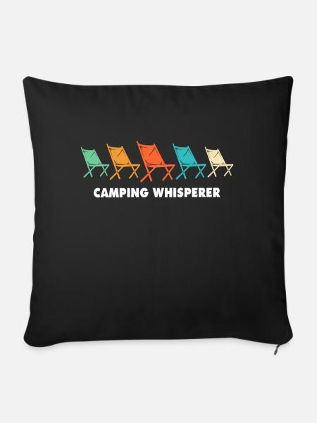 Camping Campingplatz Campen - Sofakissen mit Füllung 45 x 45 cm - Schwarz