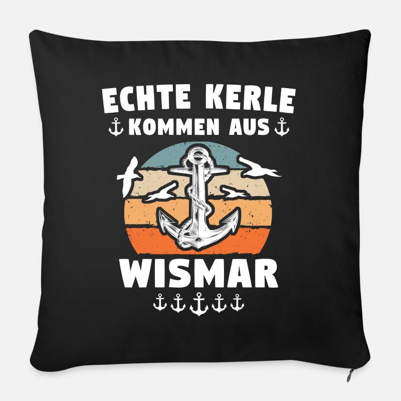 Wismar Ostsee Souvenir - Sofakissen mit Füllung 45 x 45 cm - Schwarz