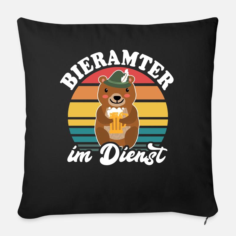 Beamter Bär Bier Bären Biersprüche Biertrinker - Sofakissen mit Füllung 45 x 45 cm - Schwarz