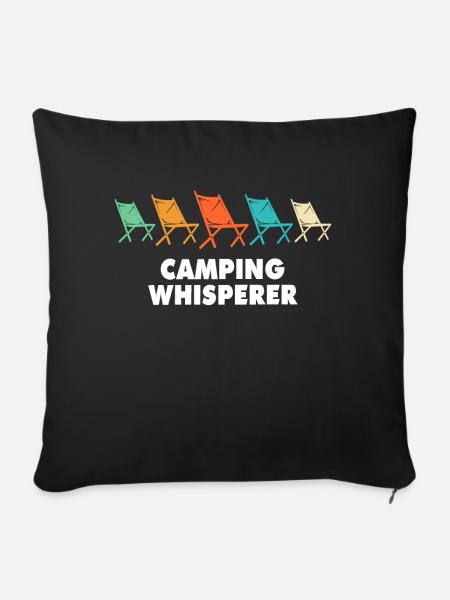 Camping Campingplatz Campen - Sofakissen mit Füllung 45 x 45 cm - Schwarz