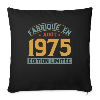 Fabriqué En Août 1975 Édition Limitée - Coussin et housse de 45 x 45 cm - noir - Devant