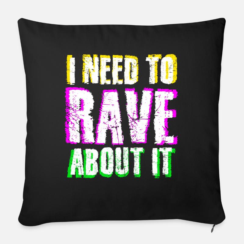 Raver Festival Techno Rave - Coussin et housse de 45 x 45 cm - noir