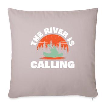 The river calls paddles in the open rudder - Sofa pillow with filling 45cm x 45cm - light taupe - Front