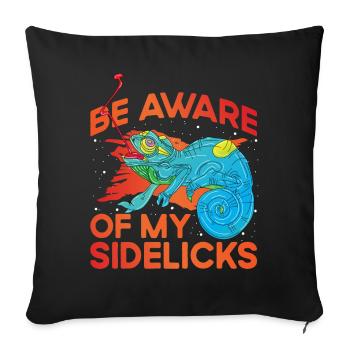 Be aware of my Sidelicks - Sofa pillow with filling 45cm x 45cm - black - Front