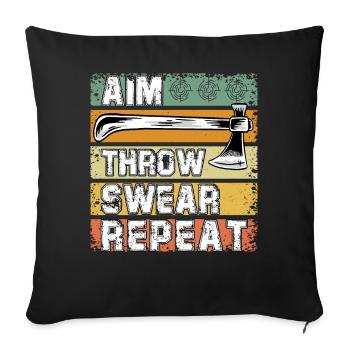 Aim throw swear Repeat - Sofa pillow with filling 45cm x 45cm - black - Front