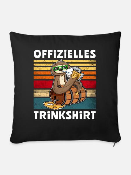 Bier Faultier Trinksprüche - Sofakissen mit Füllung 45 x 45 cm - Schwarz