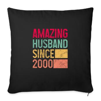 Husband since 2000 - Sofa pillow with filling 45cm x 45cm - black - Front