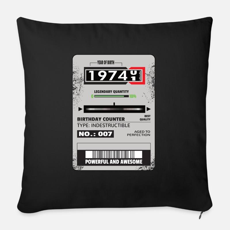 Drehstromzähler Geburtstag 1974 Geschenk - Sofakissen mit Füllung 45 x 45 cm - Schwarz