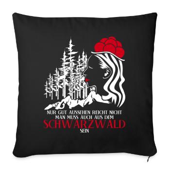 Schwarzwald Bollenhut Witz Schwarzwälder - Sofakissen mit Füllung 45 x 45 cm - Schwarz - Vorne