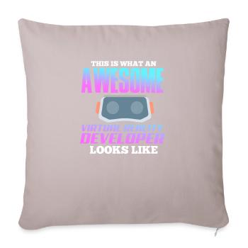 VR Virtual Reality - Sofa pillow with filling 45cm x 45cm - light taupe - Front